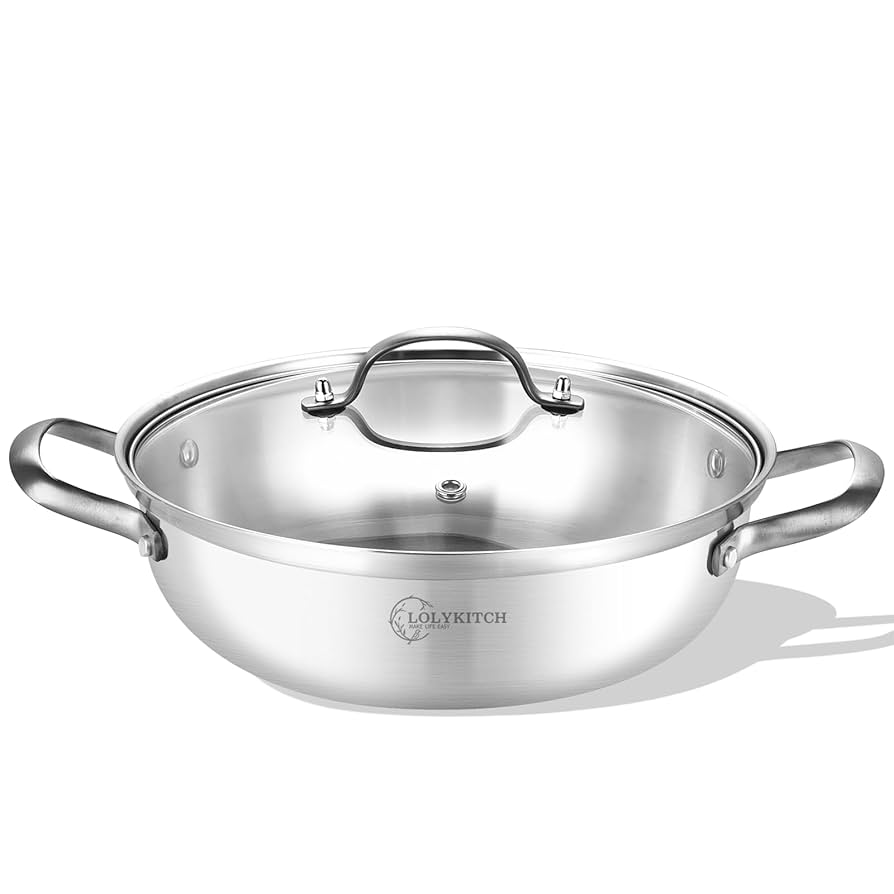 Amazon.com: LOLYKITCH 13 Inch Tri-Ply Stainless Steel Sauté